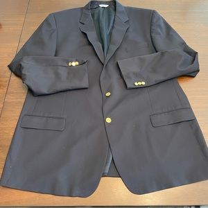 Joseph & Feiss Int'l Men Sport Coat Blazer Gold Bttn Wool Navy Blue 52x- Tall